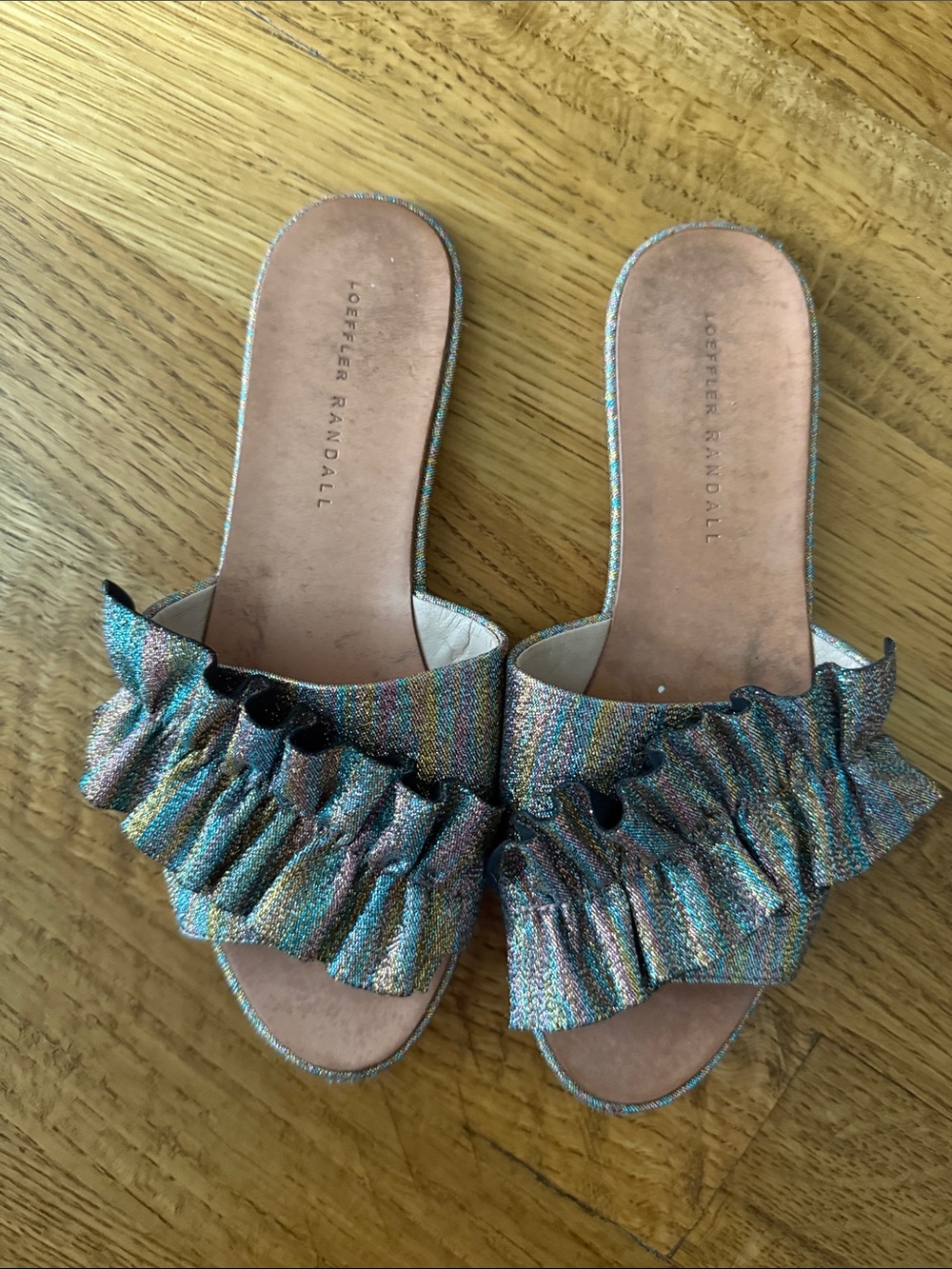 Loeffler Randall Multicolor Ruffle Slide Sandals